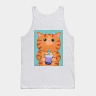 Lavender Boba Kitty Tank Top